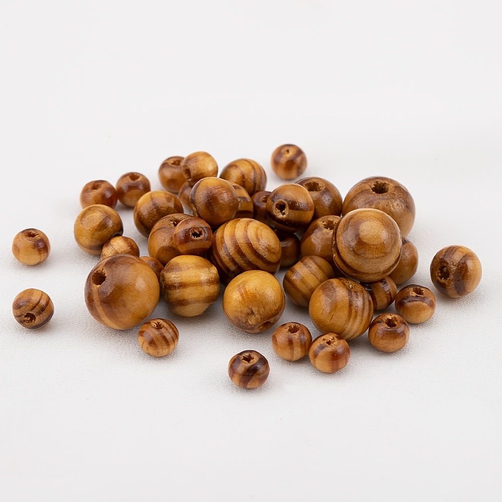 New Chinese Style Pine Wood Grain Round Beads for DIY